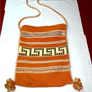 TRIBAL KNIT Shoulder pouch Bag crossbody purse Mediterranean peach olive beige M